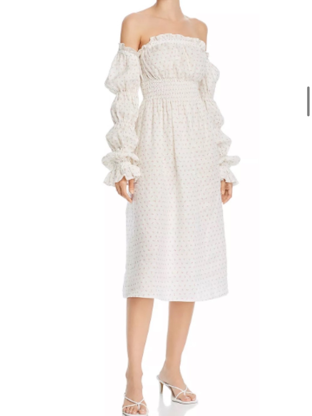 Sleeper Michelin Linen Dress - White with mini roses